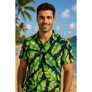 Vintage Polo Ralph Lauren Hawaiian Leafy T Shirt Large EUC